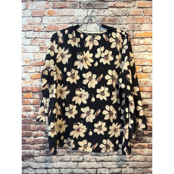 Blue Floral Wear Kei 3/4 Sleeve Blouse Top shirt Women’s Size Large - Picture 1 of 4